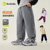 Calça de Fleece Forrada Dudu para Meninos, Calça Quente Espessa de Inverno para Meninas, Calça Casual, Roupa de Inverno para Bebês e Crianças