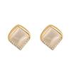 Aretes de ópalo con prisma geométrico para mujer, exquisita moda para combinar con todo, diseño de nicho, estilo de lujo ligero, aretes simples y personalizados
