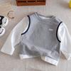 Camiseta de Manga Larga para Niños 2026 Ropa Infantil Primavera y Otoño Camiseta Base Falsa de Dos Piezas para Niños Camiseta de Algodón Puro para Bebés y Niños Pequeños Top para Niños Grandes