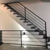 Corrimão de escada de ferro simples moderno para uso doméstico interno grade de proteção para varanda externa janela de sacada guarda-mão de madeira maciça