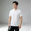 Camisa Polo de Seda de Gelo Altamente Elástica para Homens, Estilo Fino Respirável de Verão, Camiseta de Manga Curta Lapela Business Casual Masculina 33698