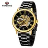 Nuevo Producto Forsining Moda Casual Europea y Americana para Hombre Correa de Acero Romano Hueco Automático Mecánico Reloj Venta al por Mayor