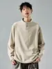 Camiseta de manga larga para hombre de forro polar de doble cara para otoño e invierno con cuello alto de botones a presión, capa base casual, top liso a la moda, ropa interior cálida
