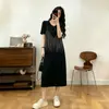 Vestido de Verano para Mujer Talla Grande con Pedrería, Corte Holgado, Efecto Adelgazante, Diseño de Moda, Vestido Camiseta de Corte Recto para Mujeres con Curvas