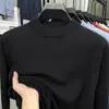 Suéter de Lana Lyocell Tencel para Hombre, Nuevo Suéter Casual de Invierno con Cuello Redondo, Tejido Base Espeso y Cálido