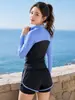 Maiô Feminino Conservador de Duas Peças, Novo Estilo Popular, Manga Longa, Camada Dupla, Boxer, Roupa de Banho para Piscina Quente Plus Size para Gordas, Cobertura da Barriga