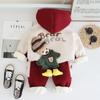 Traje de invierno para bebé, nueva ropa coreana con forro polar para niños, ropa de otoño e invierno para niños, elegante ropa con capucha gruesa, conjunto de dos piezas