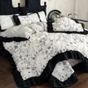 2026 Nova Colcha de Cama Estilo Hepburn Francês com Estampa Digital Conjunto de Quatro Peças