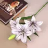 Flor artificial de lirio pequeño de 3 ramas, impresa en 3D, 3 flores y 1 capullo, lirio para decoración de bodas, arreglo floral para salón de bodas, decoración del hogar
