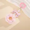 Pingente de bolsa criativo em formato de flor de pérola com contas feitas à mão em cores de doce, chaveiro com pingente de laço banhado em cores frescas