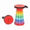 Taburete telescópico de color macarrón, taburete plegable portátil para exteriores con bolsa de almacenamiento, taburete de ocio para picnic en la playa