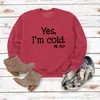 Amazon Cross-Border Outono e Inverno Tops Femininos Comércio Exterior Outono e Inverno Sim Estou com Frio Estampado Casual Solto Moletom