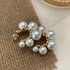 Pendientes de perlas grises de cáñamo con aguja plateada, diseño en forma de C, pendientes con sentido, estilo retro francés, atmosféricos, de alta gama, para mujer.