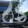 Escultura Personalizada de Cola de Fénix de Acero Inoxidable Iluminada para Exteriores con Alas de Forma Única que Pueden Iluminarse