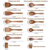 Amazon Mais Vendido Conjunto de Espátula e Colher para Cozinha com Cabo Longo de Madeira de Acácia Conjunto de Sete Peças Espátula para Panela de Madeira Maciça Conjunto de Oito Peças Colher de Sopa Atacado