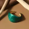 Nuevo Anillo Exagerado de Piedras Preciosas con Gota de Aceite Personalizado de Gama Alta para Mujer, Anillo Abierto Versátil de Estilo Retro, Anillo Electrochapado de Nicho