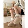 Jin Mi 2024 Inverno Nova Maomao Boca Botas de Neve Femininas Arco Decorativo Casual Sapatos de Algodão Acolchoados de Sola Grossa Femininos