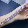 Pulsera Nueva de Otoño 2024 de Plata S925 Chapada en Platino con Tanzanita Natural Piedra Principal 3X4Mm Venta Directa de Fábrica