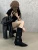 Botas Francesas Retro de Punta con Cuña para Mujer 2025 Otoño Nuevo Estilo con Hebilla de Cinturón Botas Altas Slouch de Tubo Alto Botas Ajustadas