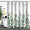 Cortina de Baño Verde Plantas de Amazon Cortina de Ducha Impermeable Antimoho Impresión Digital 3D Bosque de Flores Cortina de Baño Partición Sin Perforaciones