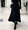 Saia Plissada Lisa para Mulheres, Comprimento Médio, Nova Moda Outono e Inverno 2026, Cintura Alta, Afinando, Modelo A