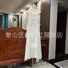 Saia Suspender de Seda e Linho Tie-Dye Branca Novo Estilo Yunnan Lijiang Sanya Xinjiang Tailândia Viagem Estilo Étnico Saia de Praia