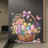 Festival da Ressurreição de Páscoa Borboleta Ovo Colorido Cesta de Flores Embelezamento Decoração Atmosfera da Loja Adesivos de Decoração de Parede Autoadesivos Removíveis