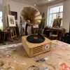 Nuevo Regalo Creativo Tocadiscos Altavoz Bluetooth T15 Altavoz Retro con Forma de Trompeta Disco Giratorio Recuerdo