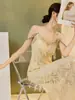 Estilo Nacional Novo Estilo Chinês Vestido de Alça High-End para Mulheres Verão Malha Bordada com Miçangas Franja Vestido N7012