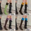 Calcetines de otoño e invierno retro de lunares azules para pantorrilla, adelgazantes, versátiles, suaves y con un estilo juvenil y preppy.