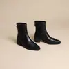 Botines de Tobillo para Mujer 2026 Otoño Nuevo Estilo Retro Francés de Commute, Puntera Cuadrada, Botines Individuales, Tacón Grueso, Cómodos, Versátiles, Botas Adelgazantes