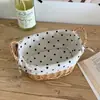 Cesto de armazenamento retrô em rattan para mesa de centro, cesto para diversos itens, cesto para cosméticos, cesto de bambu.