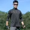 Camiseta de Secagem Rápida para Esportes ao Ar Livre Masculina, Primavera e Outono, Montanhismo, Meio Zíper, Gola Alta Elástica, Top de Manga Longa para Fitness de Secagem Rápida
