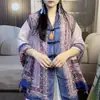 Bufanda de Viaje de Yunnan y Qinghai, Chal de Verano de Alta Gama para Mujer de Longitud Media, Estilo Étnico Retro, Protección Solar, Chal Abotonado