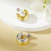 Aretes Transfronterizos Nuevos Europeos y Americanos de Lujo Ligero Bicolor de Acero Inoxidable para Mujer Chapados en Oro No se Desvanecen Elegantes Modernos Aretes de Acero de Titanio