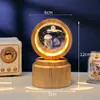 Bola de Cristal Transfronteiriça Base Giratória com Textura de Madeira Luminária Noturna Brilhante Lâmpada do Céu Estrelado 3D Decoração de Mesa Presente Criativo de Feriado