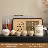 Juego de Té de Oficina de Cerámica Ru de Gama Alta con Diseño de Peonía Vintage, Exquisito Juego de Tazas de Servicio Rápido, Juego para Exteriores para Negocios, Wholesale Personalizable