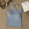 Chica Picante Estilo Puro Deseo Otoño Nuevo Almohadilla Autoadhesiva para el Pecho Espalda Cruzada Color Sólido Deporte Fitness Versátil Ropa Interior Camiseta sin Mangas para Mujer