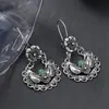 Pendientes Cuadrados Geométricos Vintage de Plata Antigua Más Vendidos Transfronterizos Europeos y Americanos, Pendientes Tallados Retro Bohemios al por Mayor