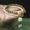 Flor Negra Pera 6mm Estrella Luna Bodhi Perla Doble Círculo Pulsera Colgante Gato Mujeres Cuentas Mori