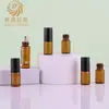 En Stock Marrón Transparente 5ml Botella Roller para Aceites Esenciales, Roll-On de Vidrio 3ml Botella de Vidrio para Perfume, Botella Dispensadora Cosmética