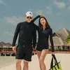 Traje de Buceo Coreano para Mujer de Manga Larga Traje de Baño Medusa Dividido Protector Solar Ajustado Traje de Snorkel Traje de Baño