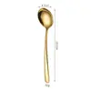 Colher Redonda Elegante Aço Inoxidável 316L Doméstica Restaurante Colher de Sopa Colher de Cabeça Redonda Espessa Colher de Sobremesa