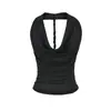 Top de tirantes estilo Pure Desire con cuello halter y espalda cruzada sin tirantes para mujer 2026 Ropa de verano sin espalda sin mangas