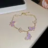 Concha Rosa Mariposa Lenguaje~Pulsera de Mariposa de Zirconia Diseño de Nicho Pulsera Estilo Dulce Fresco Lujo Ligero Sensación de Alta Gama Joyería al por Mayor