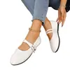 Comercio Electrónico Transfronterizo Otoño 2026 Zapatos Mary Jane de Doble Hebilla para Mujer Punta Redonda Piel Suave Planos Zapatos de una Sola Suela Corte Bajo Francés Versátil