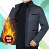 Chaqueta Estilo Nuevo 2022 para Hombre Otoño e Invierno Chaqueta Casual de Solapa para Adultos Mayores Color Sólido Botón de Papá Abrigo para Hombre