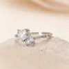 Joyería Clásica de Moda Transfronteriza, Accesorios de Compromiso Modernos y Sencillos, Anillos de Zirconia Chapados en Platino para Mujer al por Mayor