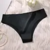 Comércio Exterior Europeu e Americano Tanga Calcinha de Seda Gelada Feminina Listrada de Cintura Baixa T-Back Sexy Puro Desejo Calcinhas Eróticas