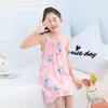 Bata de Noche de Tirantes Finos de Verano para Niños, Vestido de Seda Helada para Niñas, Lindo Vestido de Princesa para Niños Mayores, Vestido para Casa Hecho de Seda de Algodón